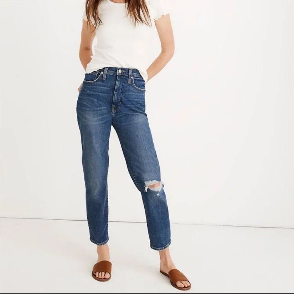 Madewell The Momjean Ripped High Waist Stretch Jeans Size 27